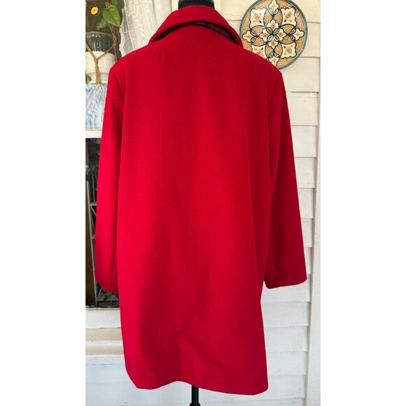 Vintage 80's Veloura Fleece Red Womens Jackect Coat With Scarf Sz 12 - Picture 2 of 14